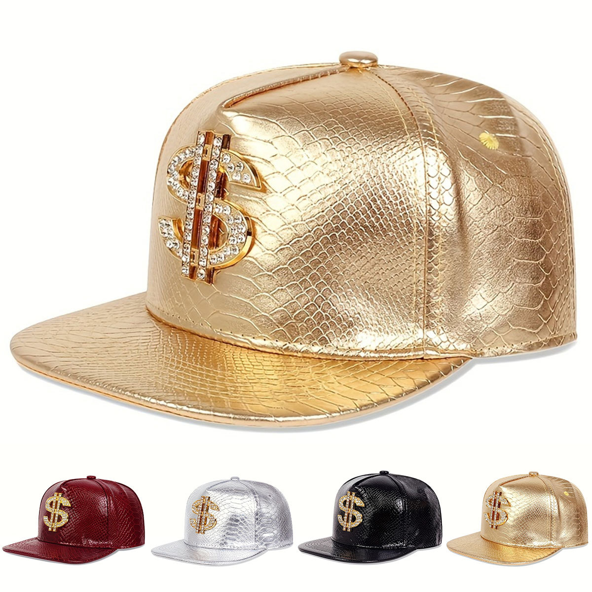 Streetwear Brand Beanie - Skórzana Metaliczna Czapka Bejsbolówka z Znakiem