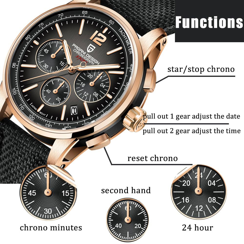 Streetwear Brand Luxury - PAGANI DESIGN Nowy Męski Zegarek 41mm