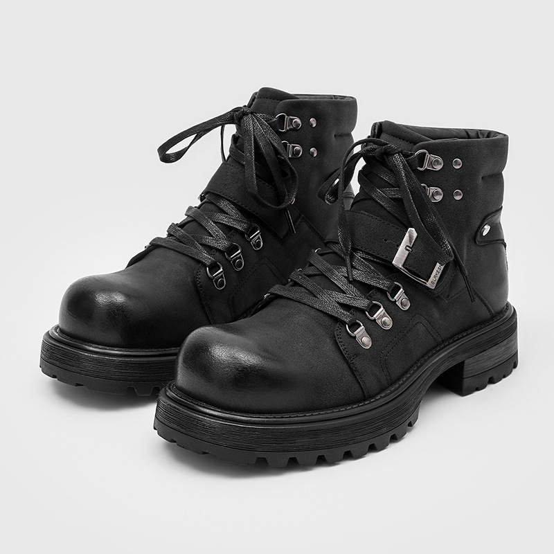 Streetwear Brand Luxury - Męskie skórzane buty motocyklowe, śniegowce, kowbojki,