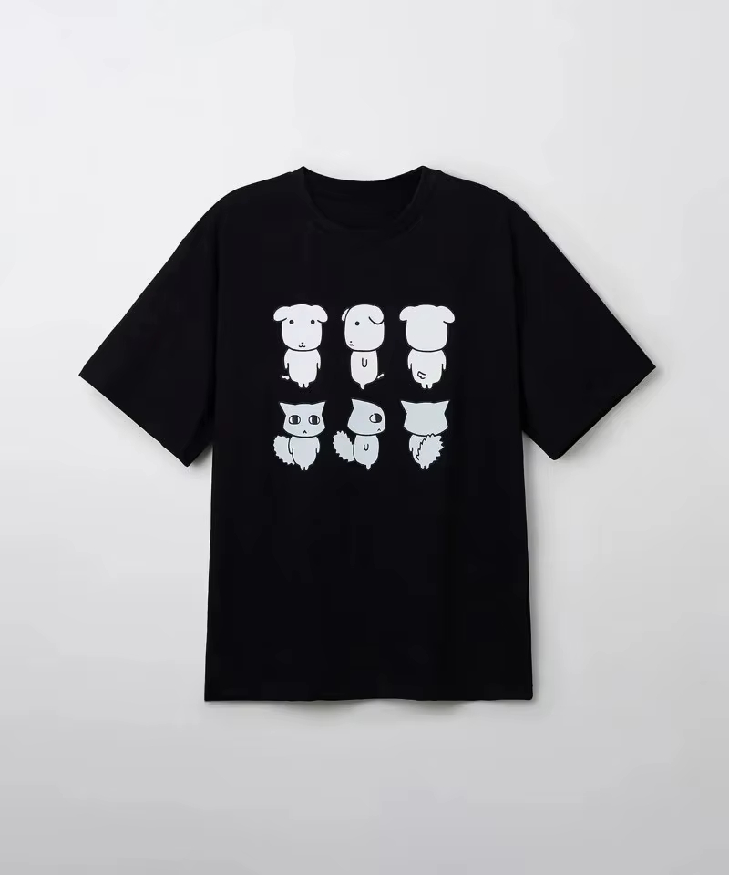 Streetwear Brand Cat - Czarny Kot, Narysowany Szczeniak, Płaczący, Koreańska
