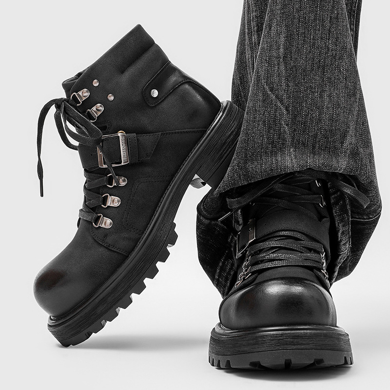 Męskie skórzane buty motocyklo – Streetwear Brand Luxury recenzja i cena